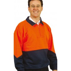 MEN'S HIGH VISIBILITY LONG SLEEVE FLEECY SWEAT WITH COLLAR 4XL, 5XL,7XL